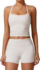 Two Piece Workout Sets for Women Tank Top Matching High Waist Booty Lifting Shorts Gym Yoga Active Wear Outfits