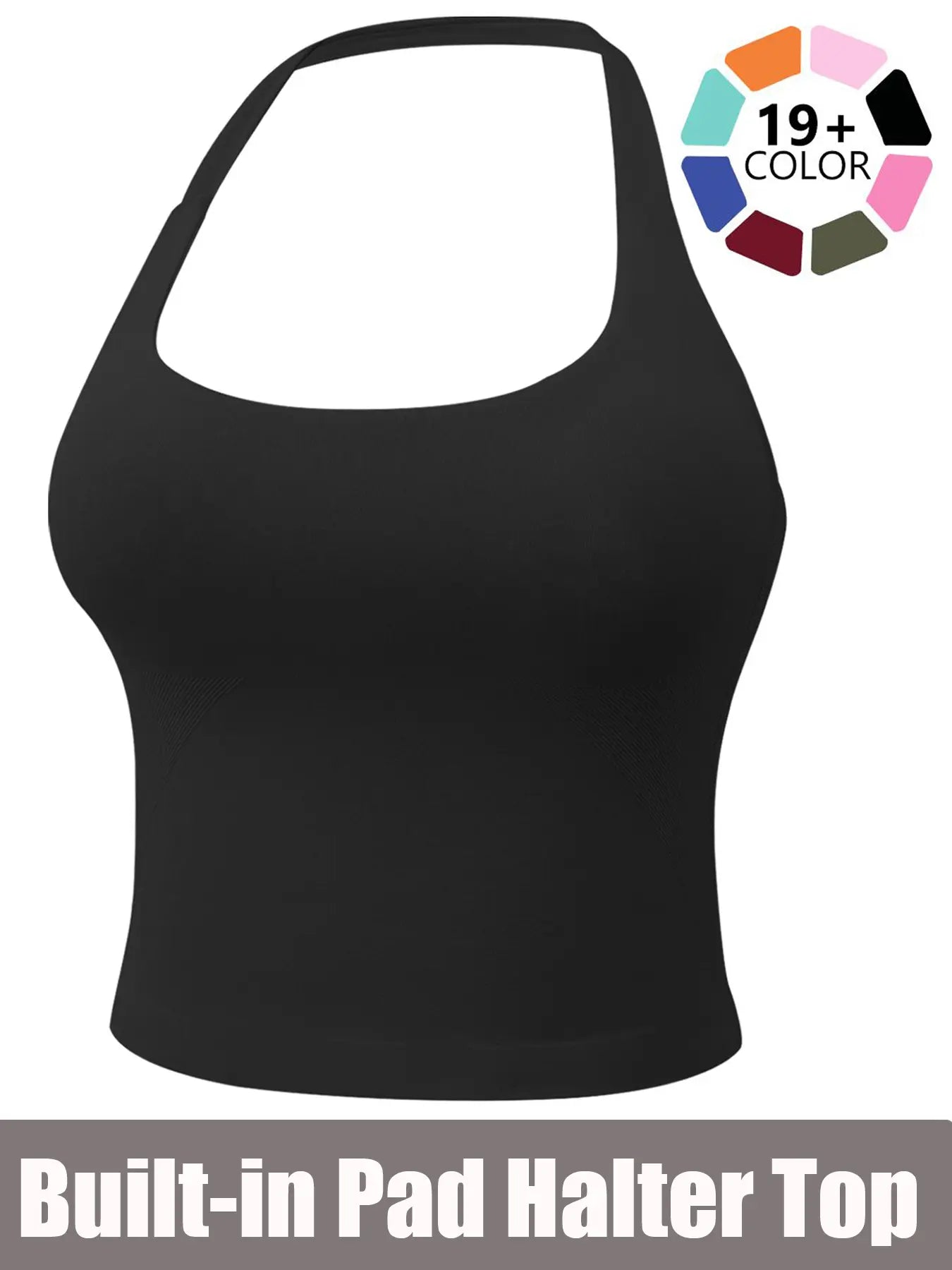 Women'S Solid Removable Chest Pad Sports Tank Top, Casual Comfort and Durability Halter Neck Sports Top for Yoga Gym Workout, Ladies Sportswear for All Seasons