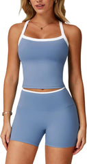Two Piece Workout Sets for Women Tank Top Matching High Waist Booty Lifting Shorts Gym Yoga Active Wear Outfits
