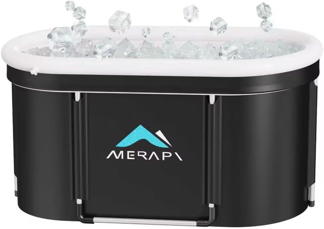 XL Ice Bath Tub for Adults, 131 Gal Cold Plunge Tub, 46” Large Oval Portable Ice Bath Tub, Foldable Cold Plunge for Home, Backyard & Outdoor Use with Drain & Neck Support