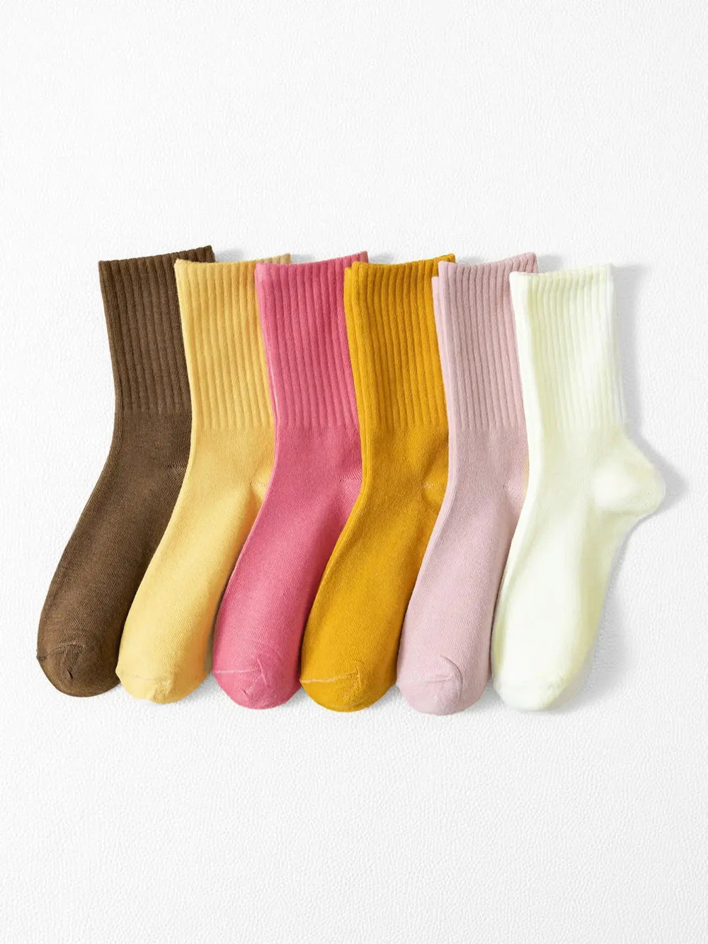 Women'S Solid Jacquard Crew Socks, Fashion Casual Comfy Mid Calf Socks, Summer Outfits 2024, Women Socks for All Seasons Daily Wear