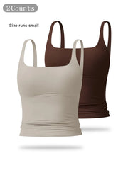 Women'S Solid Color Sports Tank Top, Casual Comfy Breathable Sleeveless Workout Top for Yoga Gym Workout Running, Ladies Sportswear for All Seasons, Athletic Yoga Tops
