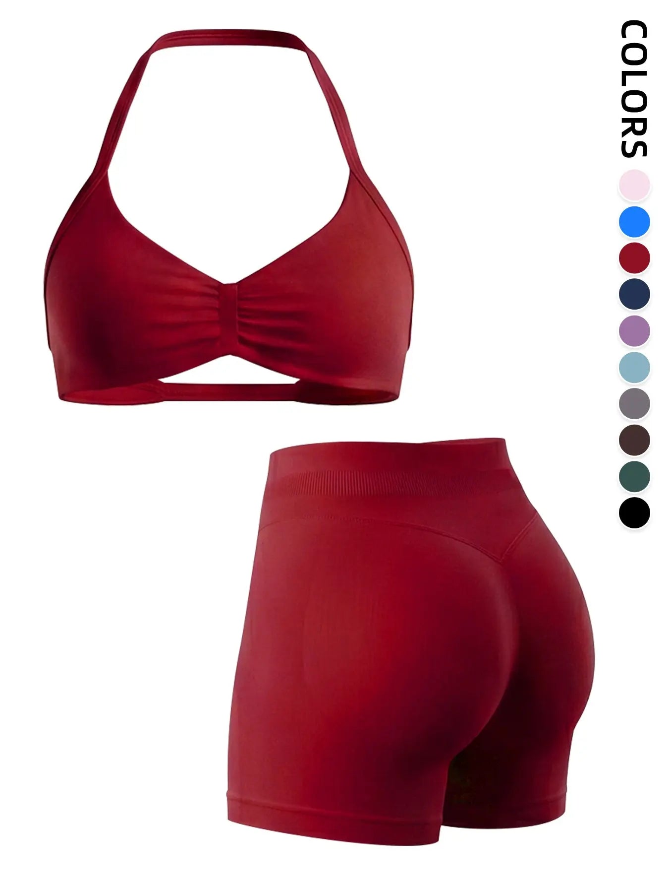 2-Piece Seamless Sports Bra Set with Pads, High-Waisted Peach Butt Running Yoga Shorts, Sleeveless Sporty Suit for Women, Activewear Workout Set, Seamless Gym Outfits, Fitness Yoga Set, Exercise Clothing Set