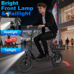 48V 10.4AH/22.5AH Electric Scooter Adults Foldable Escooter Seat & Carry Basket
