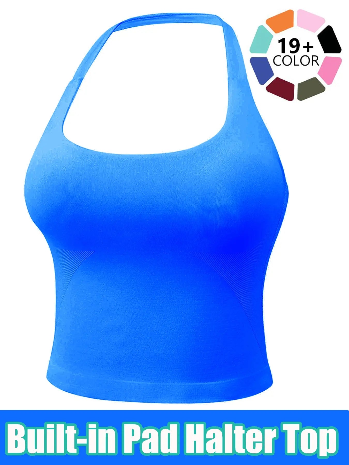 Women'S Solid Removable Chest Pad Sports Tank Top, Casual Comfort and Durability Halter Neck Sports Top for Yoga Gym Workout, Ladies Sportswear for All Seasons