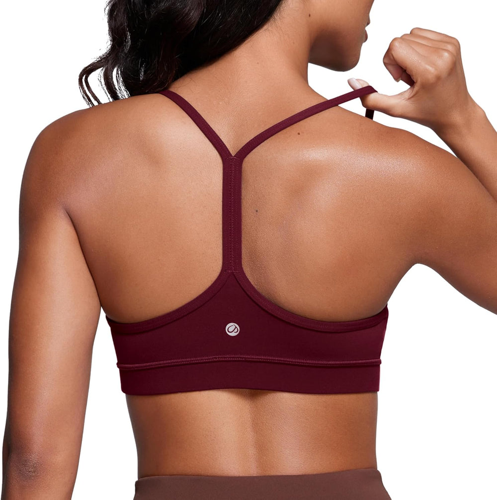 Butterluxe Y Back Sports Bras for Women - Padded Racerback Low Impact Spaghetti Thin Strap Workout Yoga Top