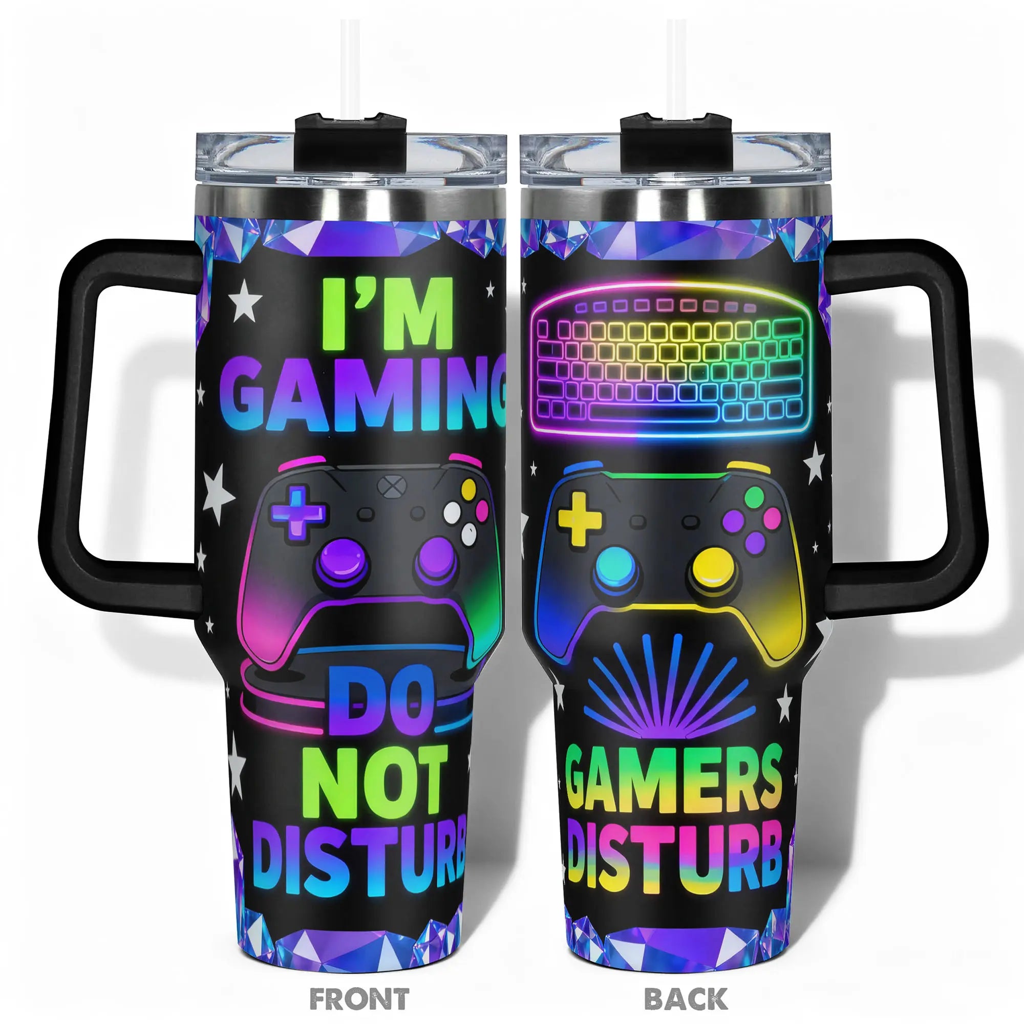 1Pc 40Oz/30Oz/22Oz/20Oz/14Ozcup Stainless Steel Tumbler with I'M Gaming Do Not Disturb Design, Leakproof Large Capacity, Needed for Gym, Hiking, Travel Ideal Birthday Christmas Gift Perfect Gift, Insulated Water Bottle