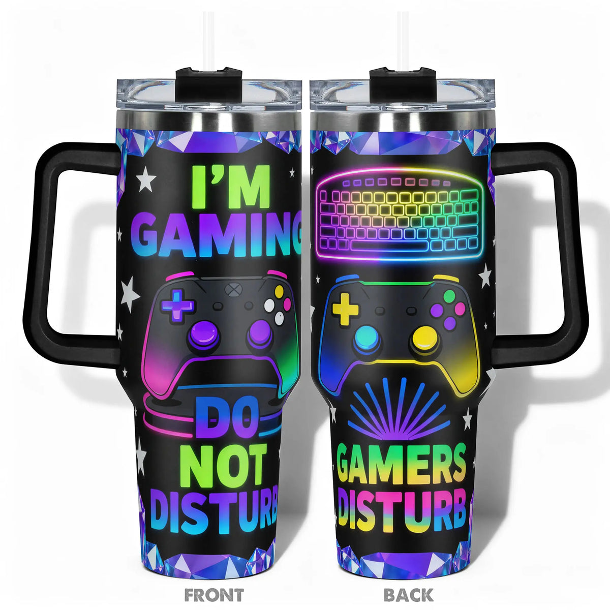 1Pc 40Oz/30Oz/22Oz/20Oz/14Ozcup Stainless Steel Tumbler with I'M Gaming Do Not Disturb Design, Leakproof Large Capacity, Needed for Gym, Hiking, Travel Ideal Birthday Christmas Gift Perfect Gift, Insulated Water Bottle