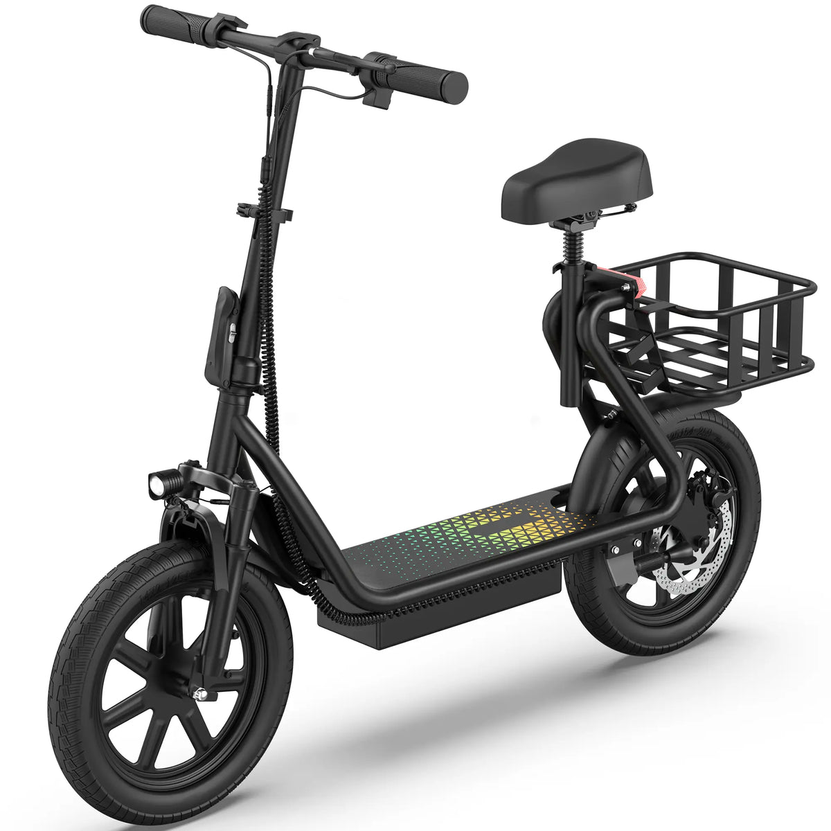 Adult 500W Electric Scooter with Seat - 48V 10.4Ah Battery, 22 Mph Top Speed, 21-27 Mi Range, Pet-Friendly Design, Rear Basket, Portable Folding Scooter for Grocery Shopping