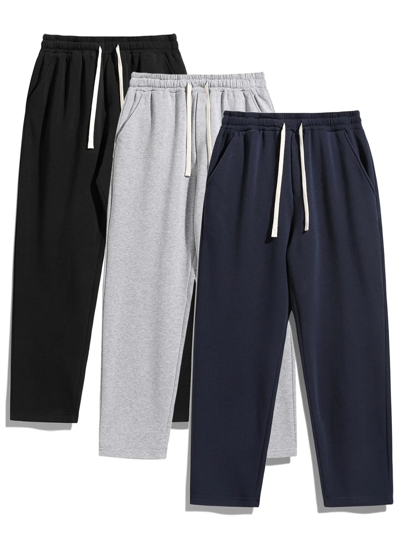 Men'S Drawstring Waist Sweatpants, Athleisure Style Regular Fit Pants with Pockets for Fall & Winter, Casual Men'S Trousers, Sports Bottoms, Casual Sporty Trousers