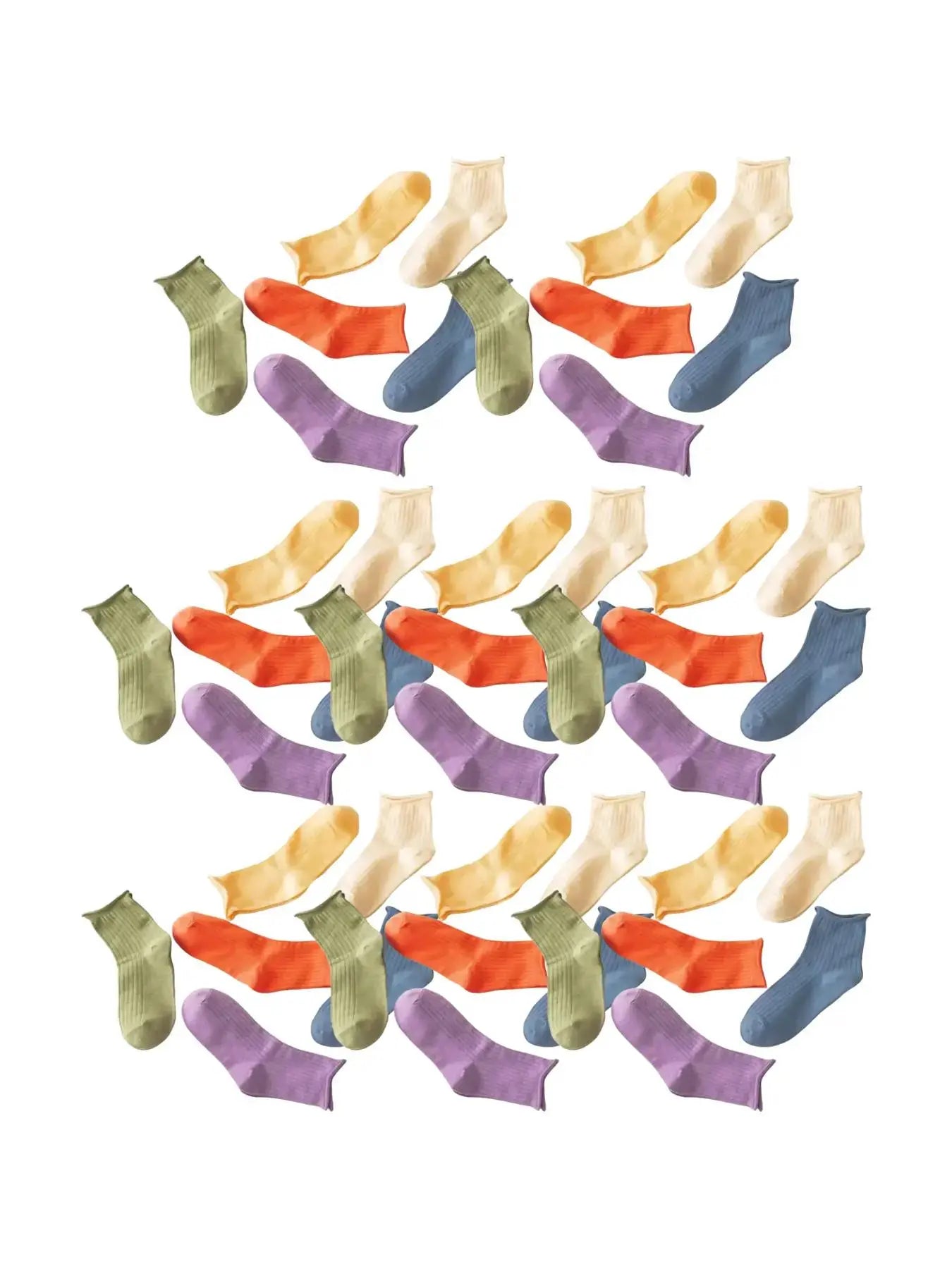 Women'S Solid Jacquard Crew Socks, Fashion Casual Comfy Mid Calf Socks, Summer Outfits 2024, Women Socks for All Seasons Daily Wear
