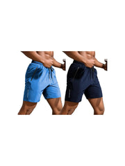 Men'S New Trendy Letter Print Zipper Pocket Drawstring Waist Track Shorts, Quick Drying Drawstring Sports Shorts for Summer Gym Workout Running, Comfort Shorts for Men, Activewear, Athletic Shorts, Regular Fit Shorts, Sports Yoga Shorts