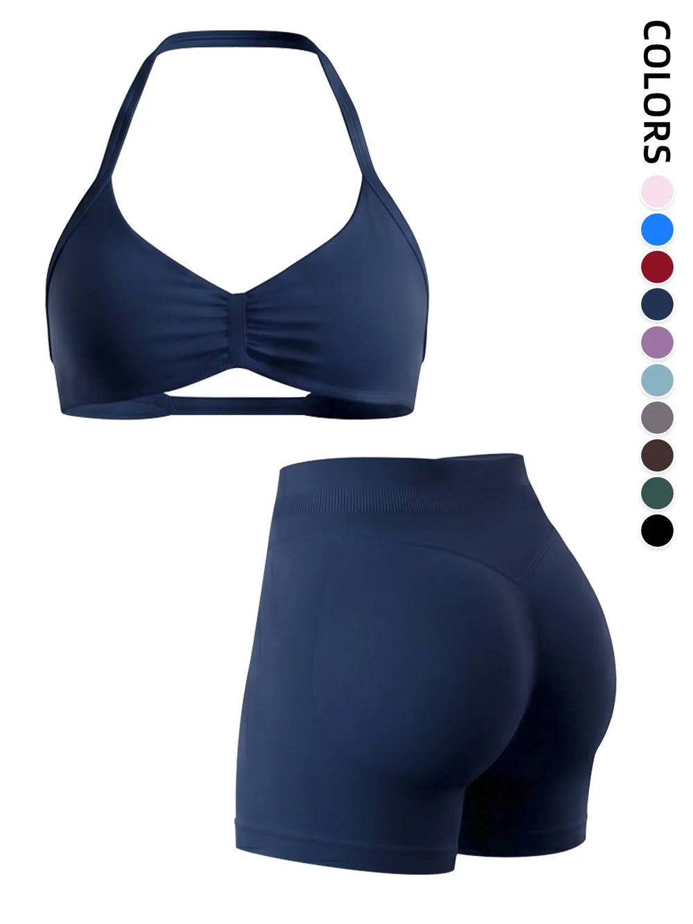 2-Piece Seamless Sports Bra Set with Pads, High-Waisted Peach Butt Running Yoga Shorts, Sleeveless Sporty Suit for Women, Activewear Workout Set, Seamless Gym Outfits, Fitness Yoga Set, Exercise Clothing Set