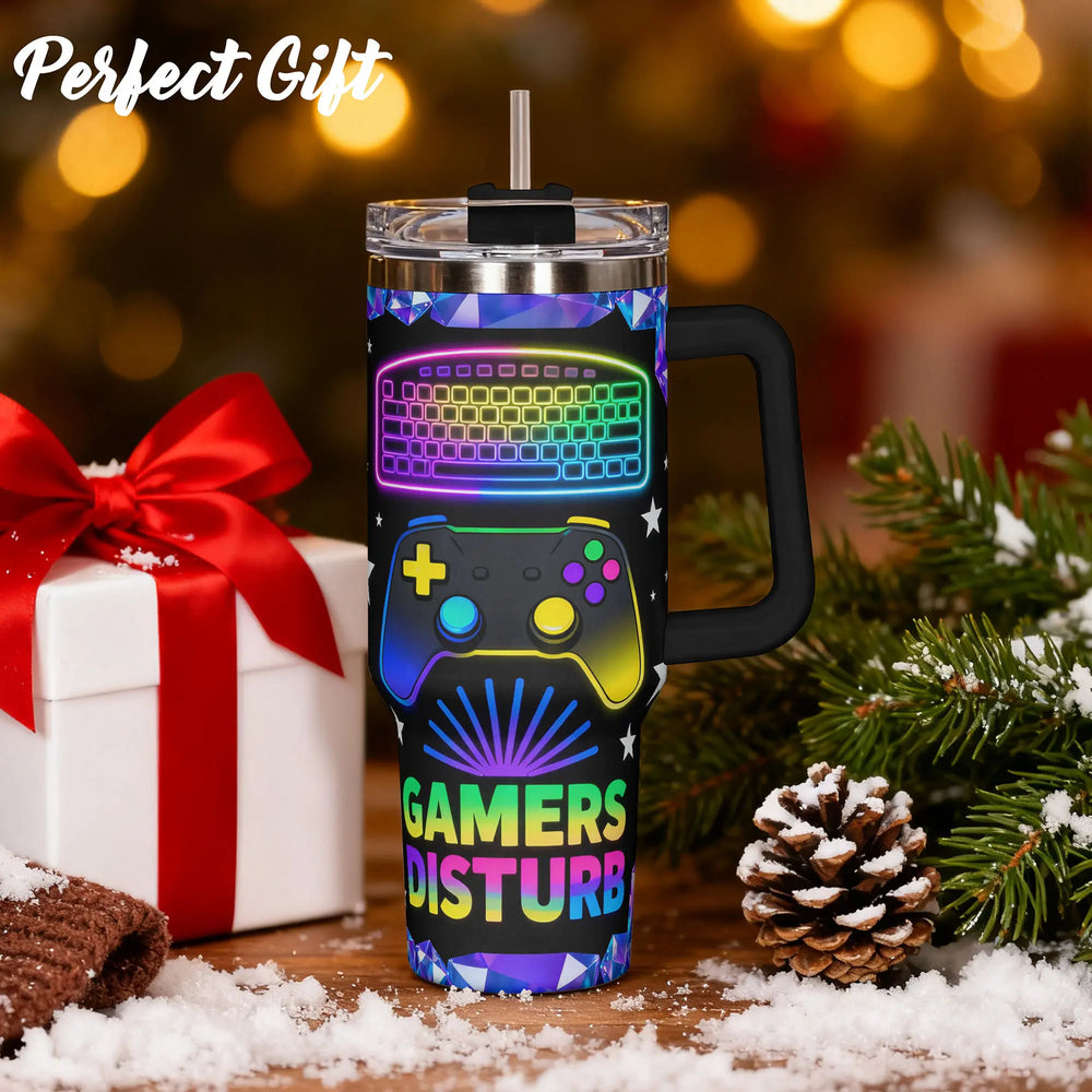 1Pc 40Oz/30Oz/22Oz/20Oz/14Ozcup Stainless Steel Tumbler with I'M Gaming Do Not Disturb Design, Leakproof Large Capacity, Needed for Gym, Hiking, Travel Ideal Birthday Christmas Gift Perfect Gift, Insulated Water Bottle