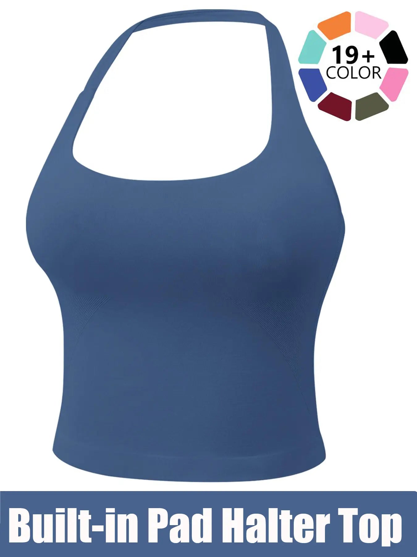Women'S Solid Removable Chest Pad Sports Tank Top, Casual Comfort and Durability Halter Neck Sports Top for Yoga Gym Workout, Ladies Sportswear for All Seasons
