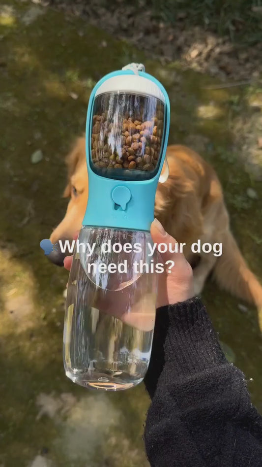 Portable Dog Water Bottle with Food Container
