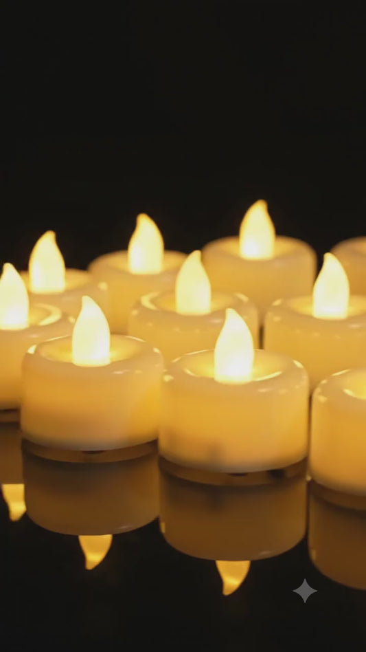 12-Pack Battery Tea Lights with Built-In Timer  LED Candles