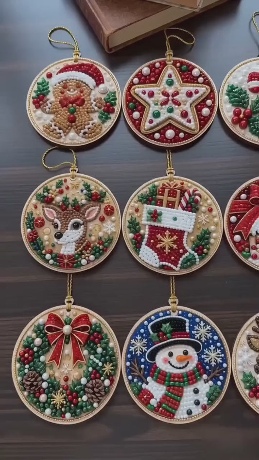 12PCS Christmas Diamond Art Ornament Kit