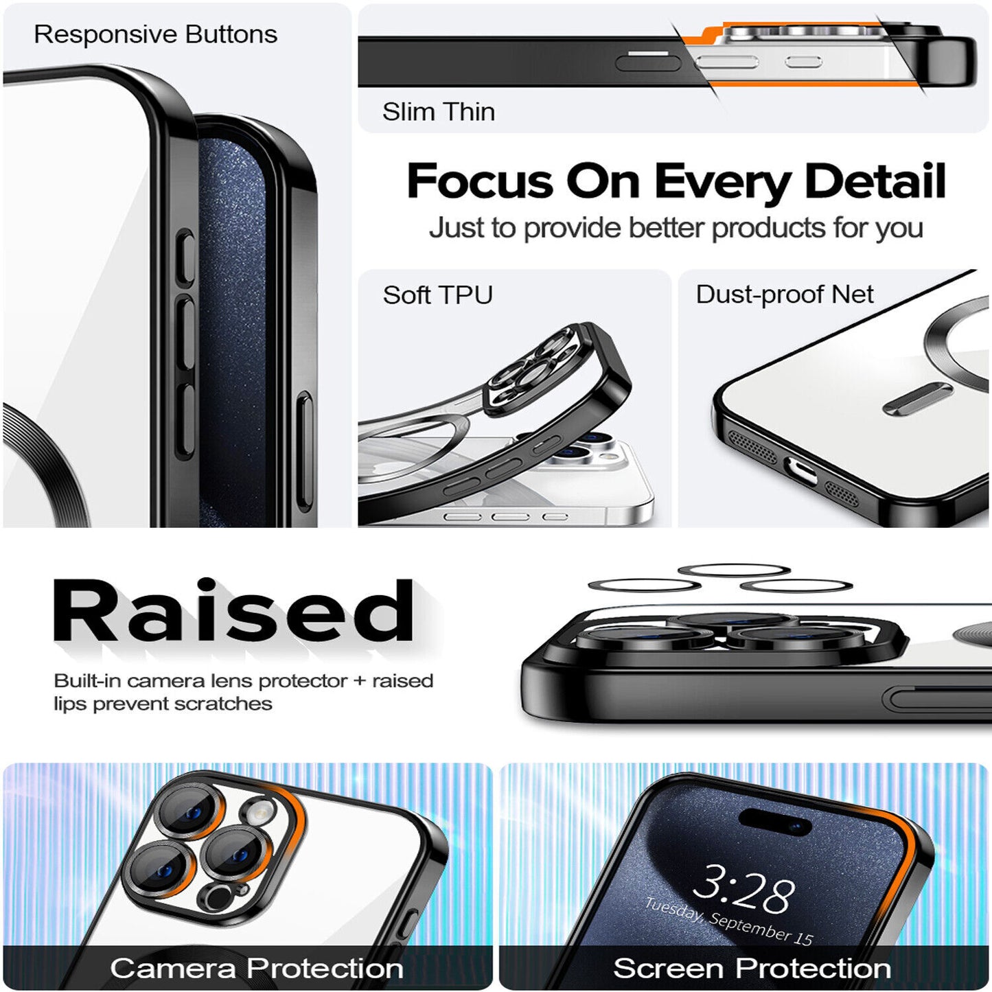 Ultimate Shockproof MagSafe Case with Camera Lens Protection for iPhone 16/15/14/13 Pro Max