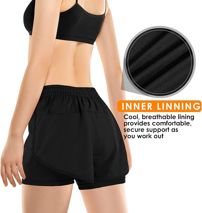 Women's 2-in-1 Running Shorts with Built-In Liner & Pocket